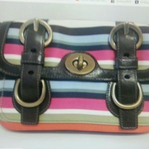 Coach Garcia Legacy Stripe Large Wristlet Rare!